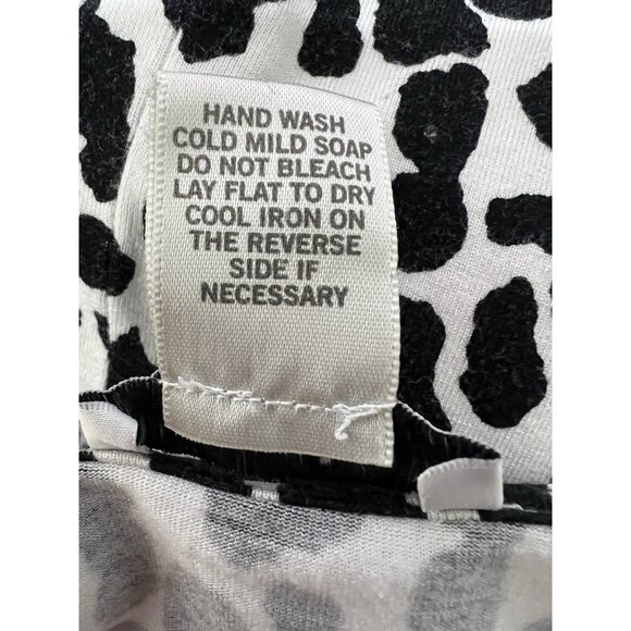 Vtg Y2K Cache Faux Wrap Top S Black White Animal Print Stretch Slim Mob Wife - Picture 8 of 8